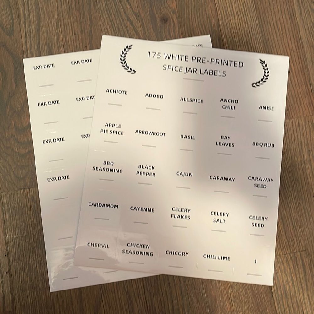 Pre-Printed Spice Labels